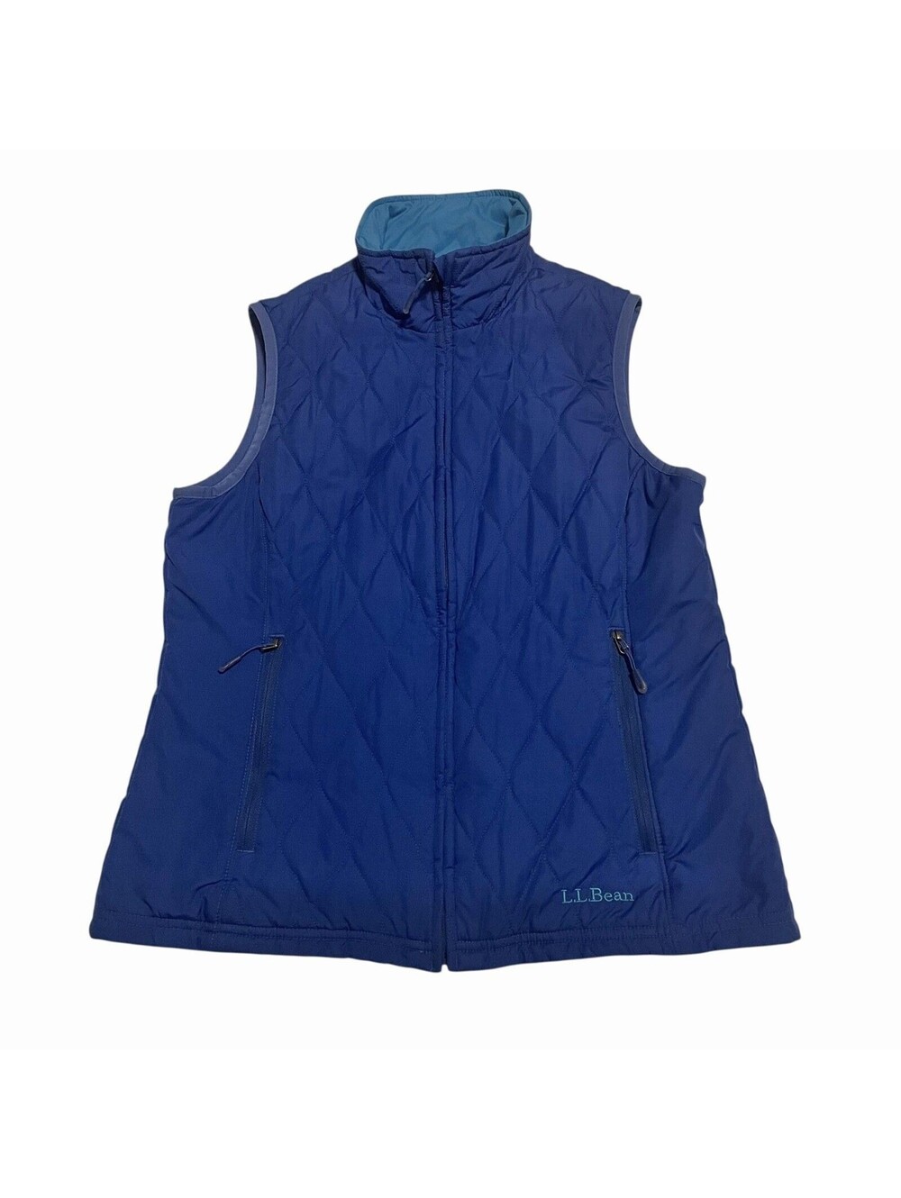 L.L.Bean Vest Womens XS Blue Reversible Quilted Insulated Full Zip Warm Outdoor